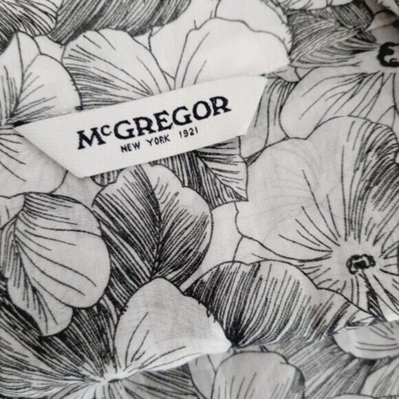 McGREGOR 100% Cotton Semisheer Button Down Shirt Floral B&W Sz S - Picture 11 of 12